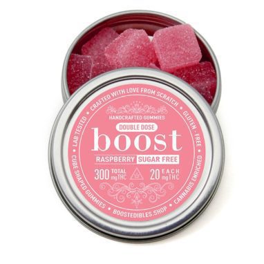 Boost – THC Sugar Free Raspberry Gummies (300mg THC per Tin)