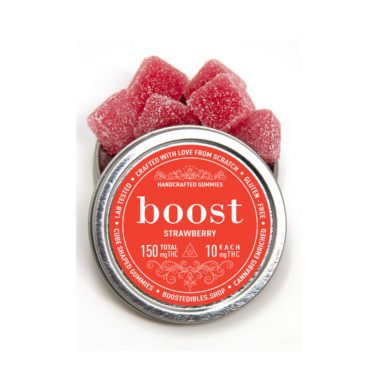 Boost – THC Strawberry Gummies (150mg THC per Tin)