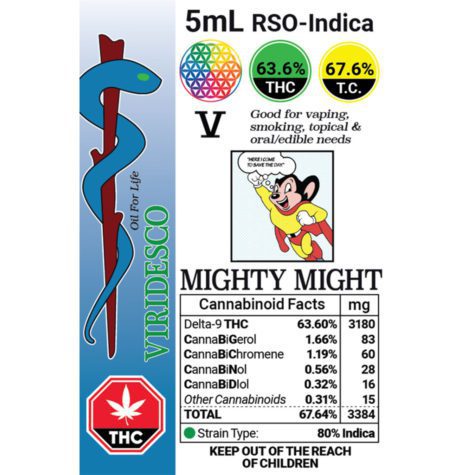viridescooil V RSO mighty might oil 5ml3180g THC 001 - Cannabis Deals In Canada