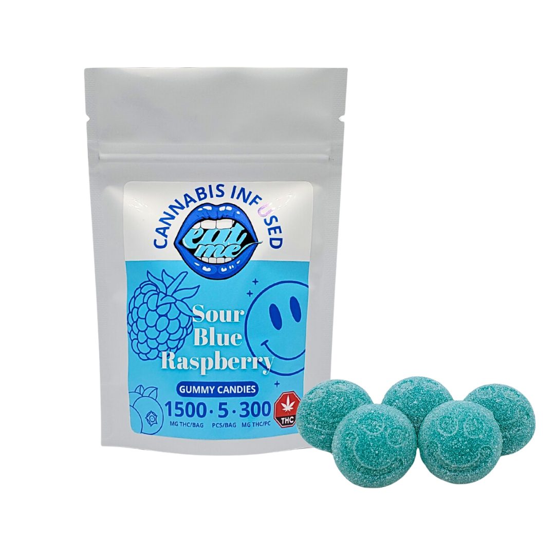 Eat Me - Gummy Smileys - 1500mg THC - Sour Blue Raspberry